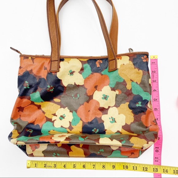 FOSSIL Key Per Canvas Coated Tote Floral Large - Picture 2 of 16